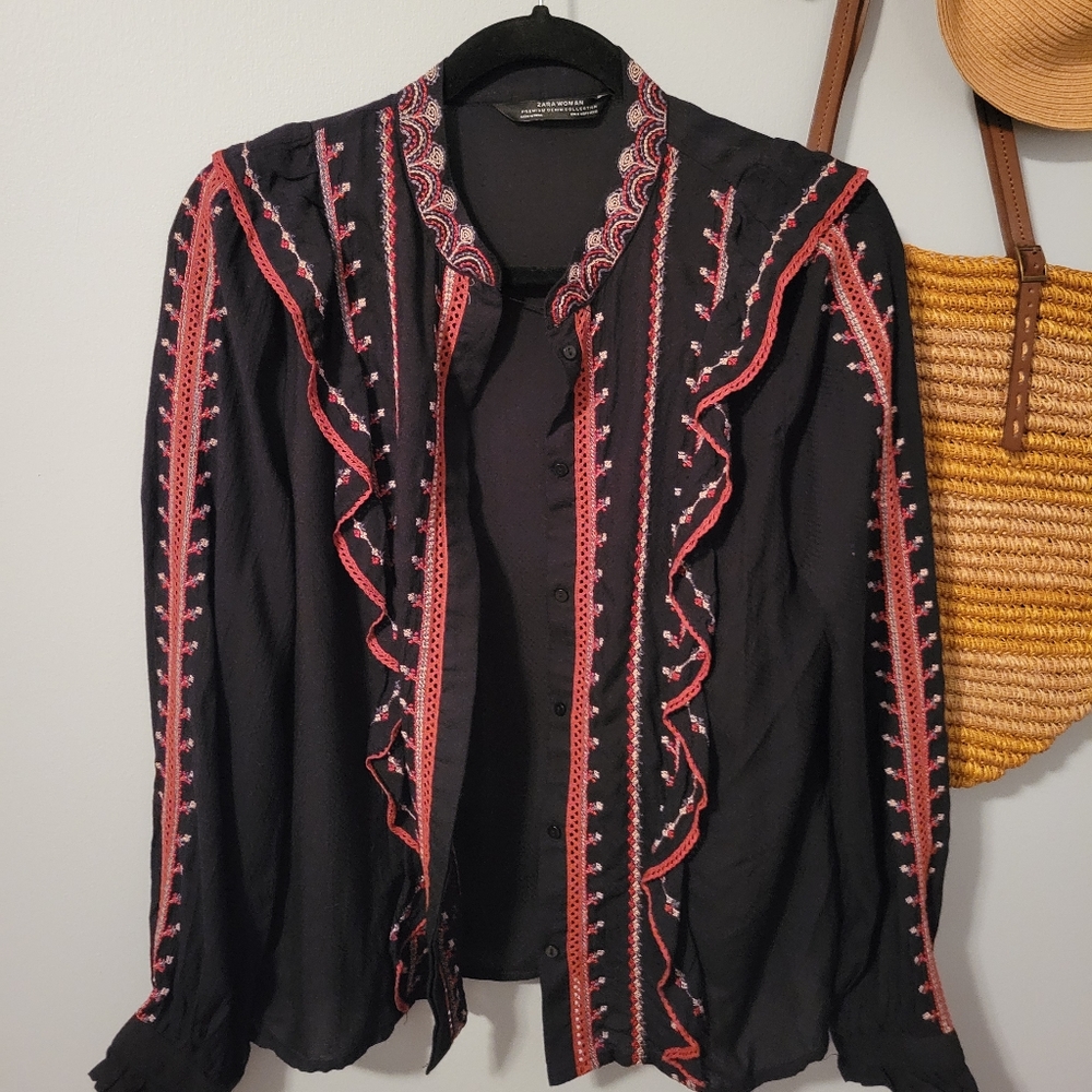 Zara embroidered top